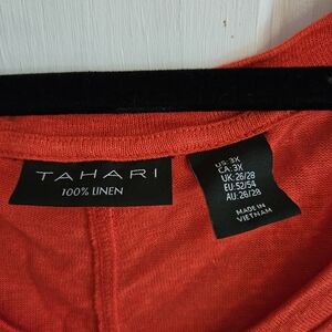 3X Tahari Vibrant Red Linen Blouse